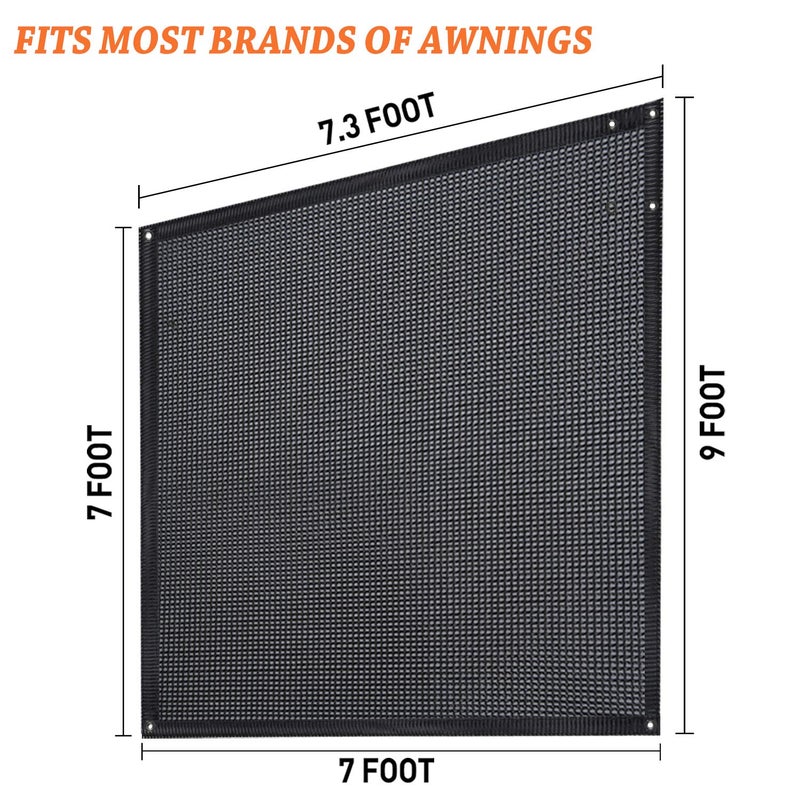 EXCELFU RV Awning Side Sun Shade Screen 9'X7', Black Mesh Screen RV Awning Side Shade Camping Trailer Canopy UV Sun Blocker Complete Kits - Image 2